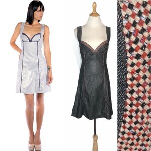 Nuvula Gray Metallic Embroidered Denim Mini Dress